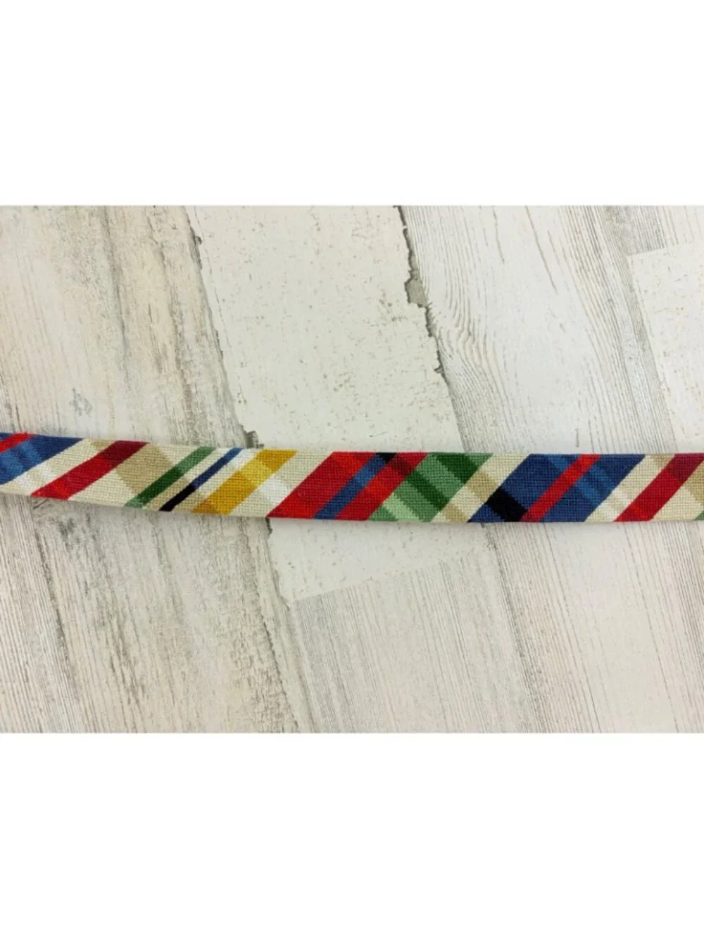 Smathers & Branson Summer Madras Needlepoint Belt Sz 46 Plaid